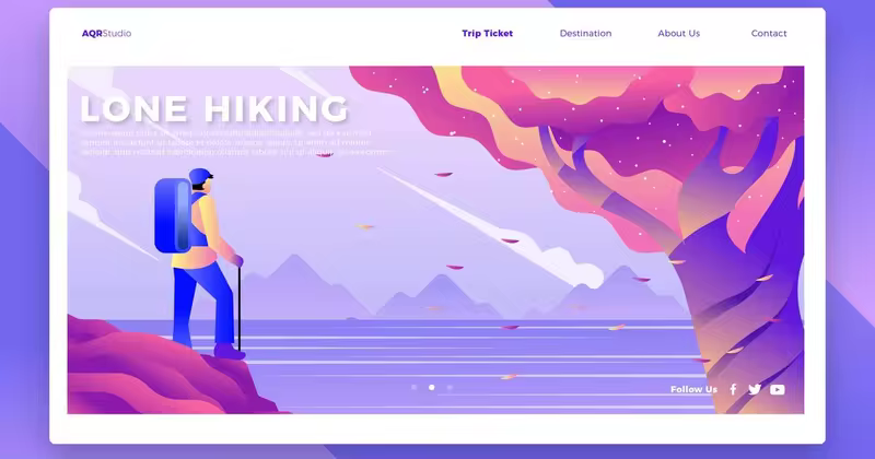 远足徒步旅行者概念插画网站Banner＆着陆页模板 Hiker – Banner & Landing Page
