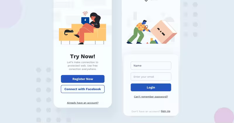 注册主题APP用户界面设计矢量插画素材 Sign Up Mobile Interface Illustrations