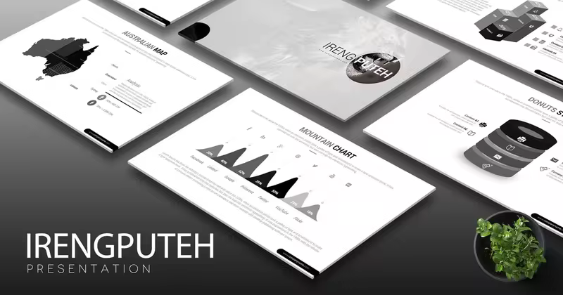 白色简约数据分析图标幻灯片PPT模板 Irengputeh Powerpoint