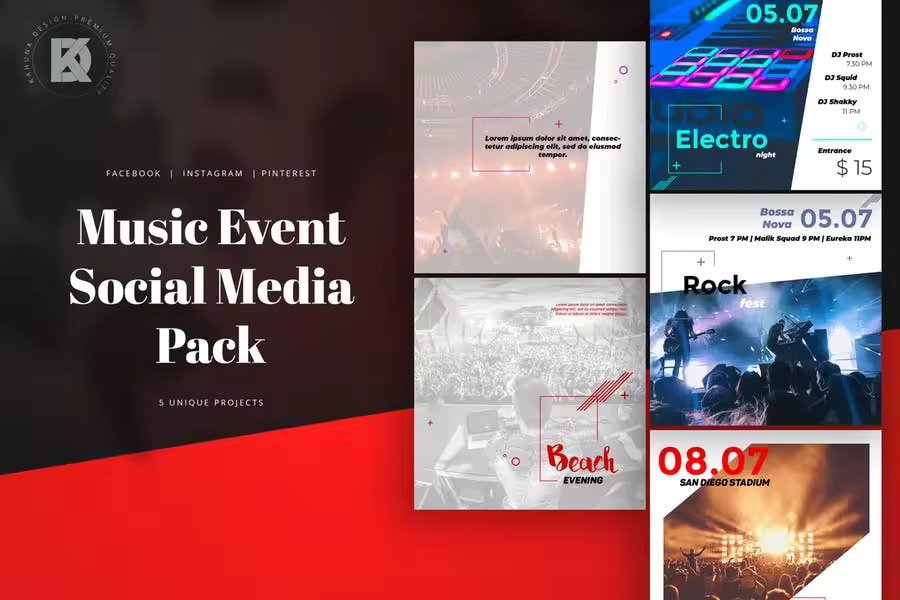 音乐活动社交宣传广告设计模板素材 Music Event Social Media Pack