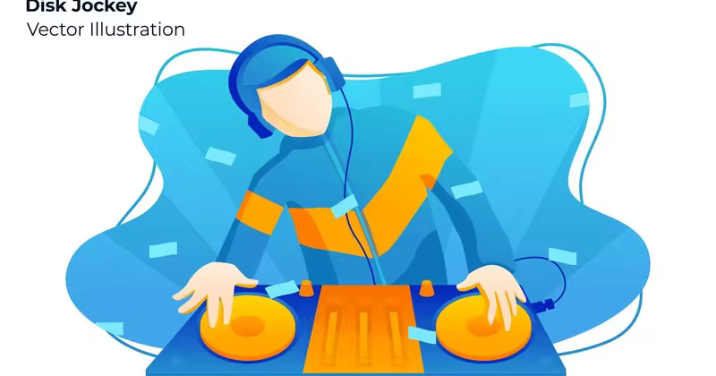 音乐DJ主题矢量插画设计素材 Disk Jockey – Vector Illustration