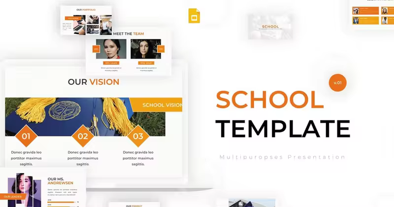 培训机构/教育集团/大学院校简介谷歌幻灯片设计模板 School – Google Slides Template