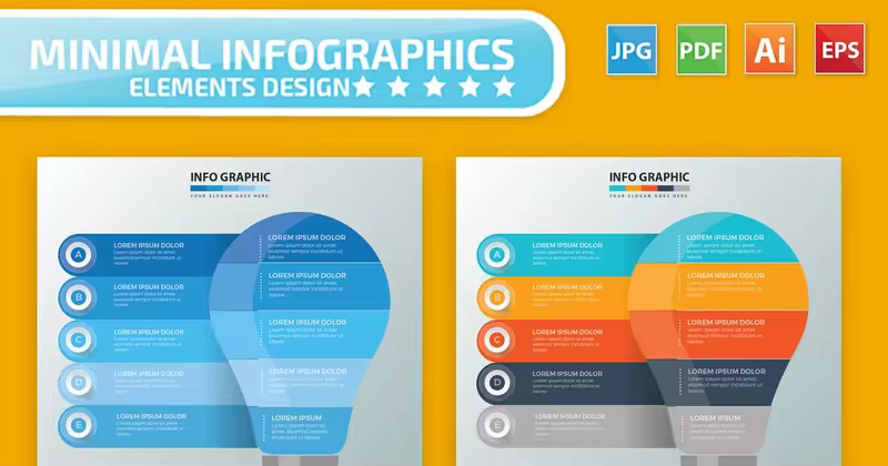 信息图表设计灯泡矢量图形素材 Lightbulb Infographics