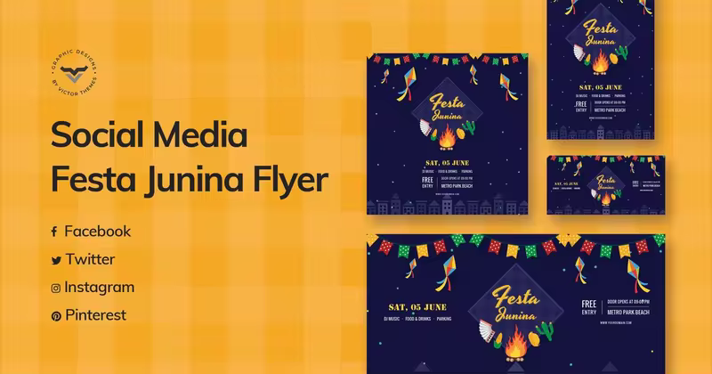 节日派对活动社交媒体宣传设计模板 Festa Junina Social Media Template