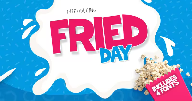 可爱夏日“油炸”元素英文字体家族 Fried Day Font