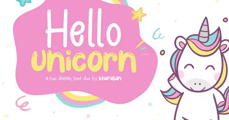 有趣的现代无衬线英文字体组合 Hello Unicorn Font Duo