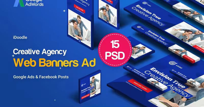 创意代理机构商业营销Banner广告设计模板 Creative Agency, Business Banners Ad