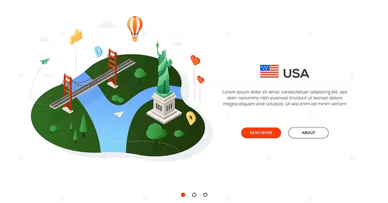 美国旅行主题等距Banner插画素材 Travel to the USA – isometric banner illustration