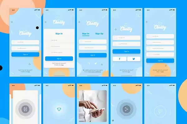 小咖下午茶：社交聊天工具APP UI KIT套装下载 app ui[XD]