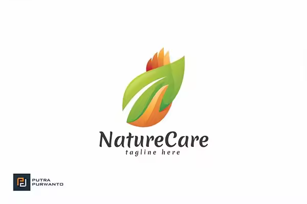 时尚高端清新简约多用途的自然绿色树叶呵护logo标志设计模板
