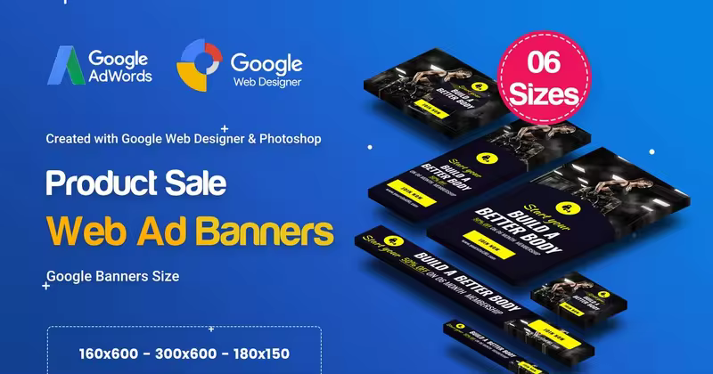 瑜伽&健身培训机构/俱乐部推广谷歌广告设计模板 C19 – Yoga & Fitness Banners GWD & PSD