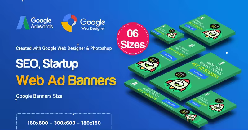 互联网产品宣传推广谷歌Banner广告设计模板 C04 SEO, Startup Agency Banners HTML5 – GWD & PSD