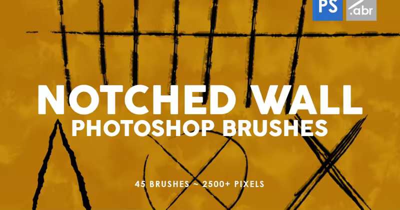 45个缺口墙痕划痕图案PS印章笔刷 45 Notched Wall Photoshop Stamp Brushes