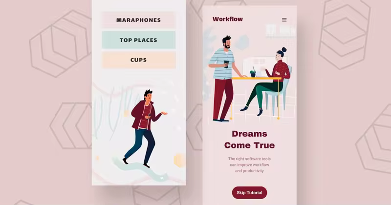 工作流程主题APP用户界面设计矢量插画素材 Workflow Mobile Interface illustrations