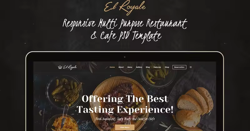 优雅餐厅和咖啡厅网站设计PSD模板 Elroyale – Elegant Restaurant & Cafe PSD Template