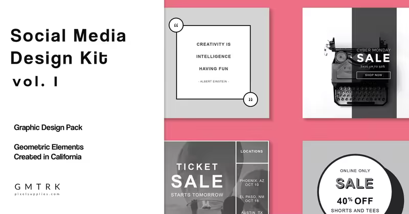 几何图形版式设计社交媒体图片设计素材 Geometric Social Media Template Design Kit