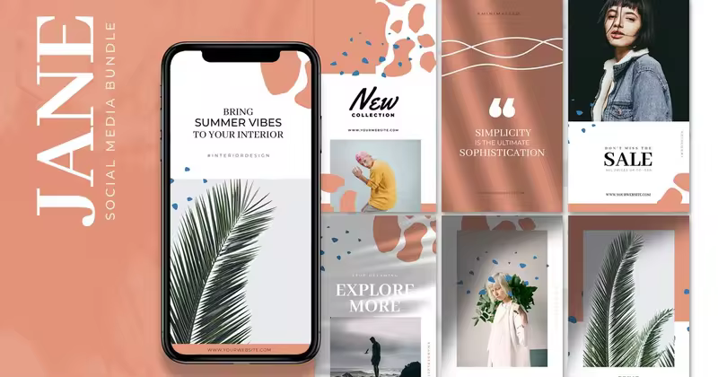 40款品牌故事推广社交媒体设计素材包 Jane – Social Media Design Bundle