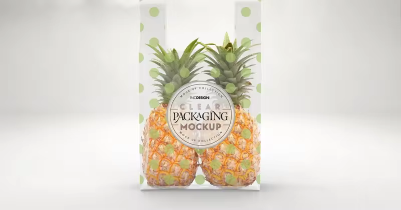 背心式透明塑料袋外观设计效果图样机 Clear Bag with Vest Handle Mockup
