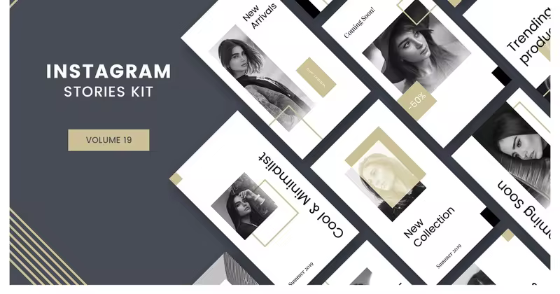 黑白简约风设计Instagram社交媒体品牌故事设计模板 Instagram Stories Kit (Vol.19)