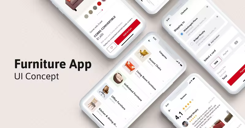 家具店电商移动用户界面概念设计模板 Furniture mobile UI concept