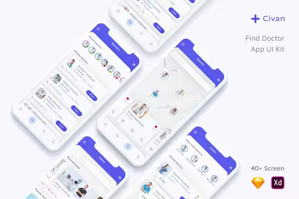 小咖下午茶：就医就诊APP UI KIT套装下载