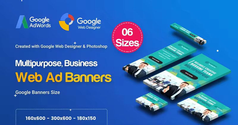 多用途商业推广谷歌营销广告设计模板素材 C08 – Multipurpose, Business Banners GWD & PSD