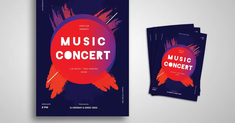 音乐演唱会促销宣传单设计模板 Music Concert Promo Flyer