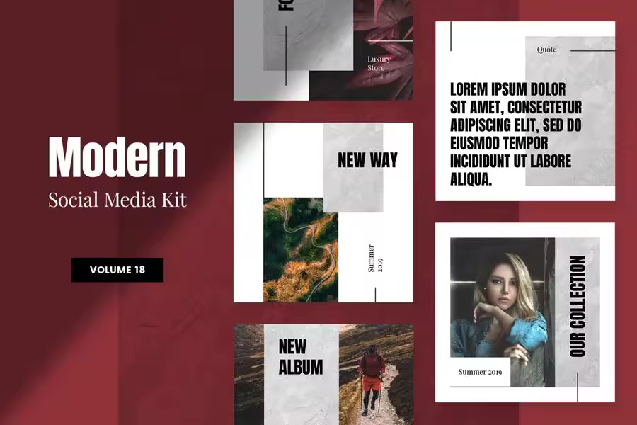 现代风格社交媒体品牌推广设计模板v18 Modern Social Media Kit (Vol. 18)