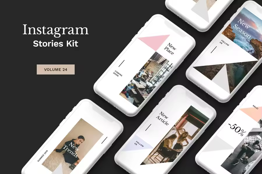 极简主义社交时尚Instagram品牌故事设计素材 Instagram Stories Kit (Vol.24)