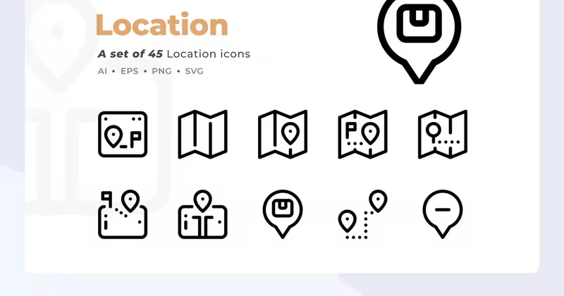 45枚地图GPS定位图标素材 Smoothline – 45 Location icon set