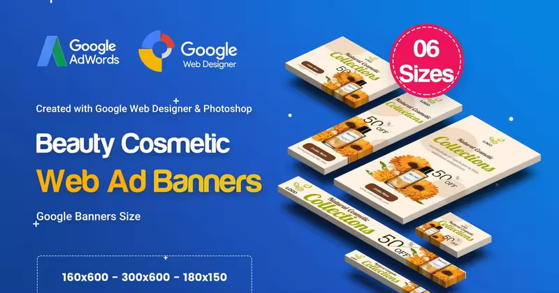 护肤品化妆品促销谷歌广告设计模板素材 C18 – Cosmetic Banners HTML5 – GWD & PSD