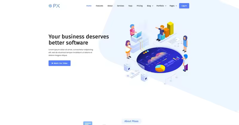 APP＆软件开发服务网站WordPress主题模板 PXaas – App & Software Landing Page Theme