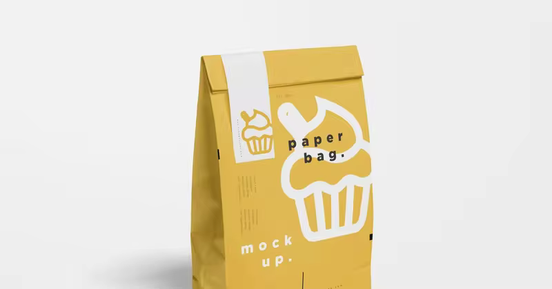 蛋糕面包外带包装纸袋设计图样机模板 Paper Bag Mock Ups