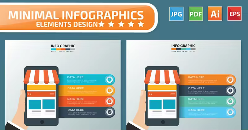 电子商务主题信息图表设计矢量图形素材 Mobile Shopping Infographics