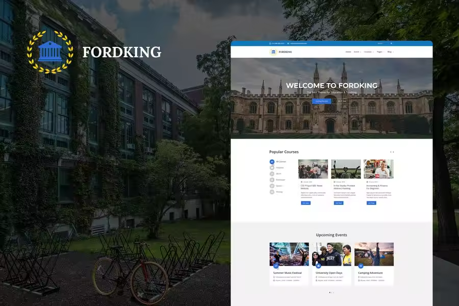 大学&在线教育学习主题网站PSD模板 Fordking – University and Education