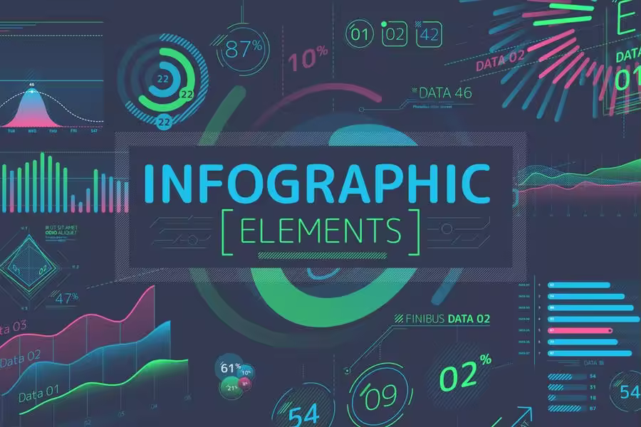 扁平化设计风格信息图表数据演示设计素材 Flat Infographic Elements