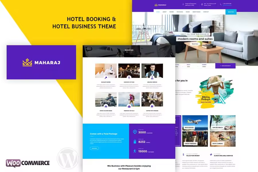 酒店预订平台网站设计WordPress主题模板 Maharaj Hotel – Hotel Booking WordPress Theme