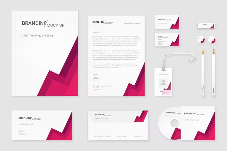 企业VI标识设计预览办公用品套件样机 Branding Identity – Material Triangle for Psd