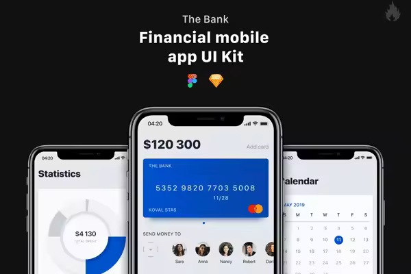 小咖下午茶：高端的网银iOS APP UI KIT套装下载 [XD,Sketch]