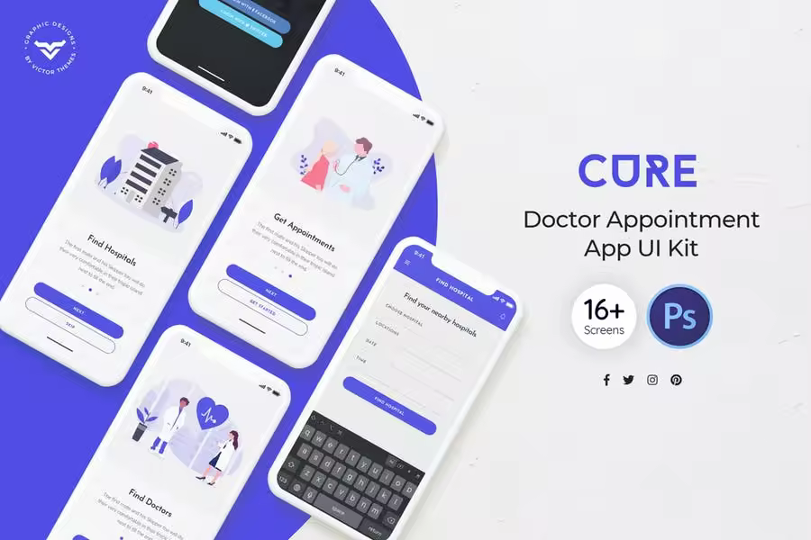 医生预约网上挂号APP应用用户界面设计UI套件