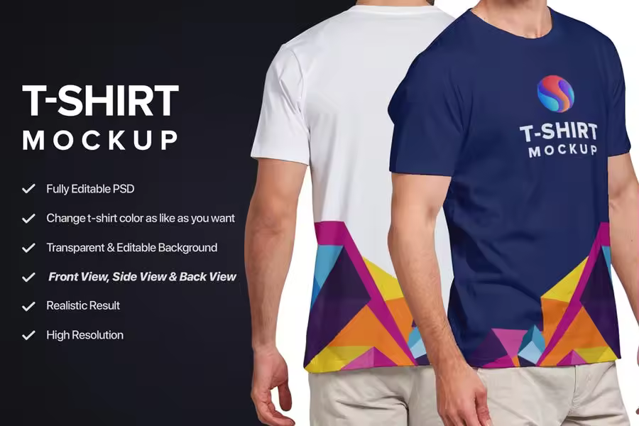 男士T恤印花设计效果图样机v03 T-shirt Mockup Vol 03