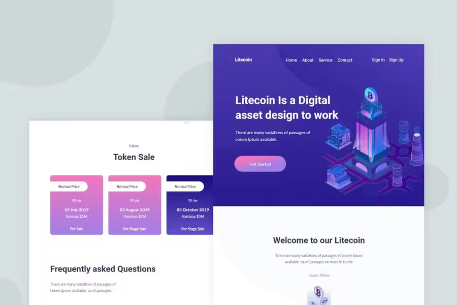 莱特币加密货币电子邮件订阅设计模板 Litecoin – Email Newsletter