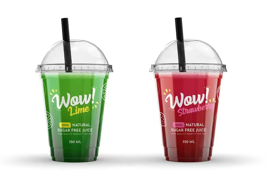 塑料果汁杯外观设计样机模板 Plastic Juice Cup Mock-Up