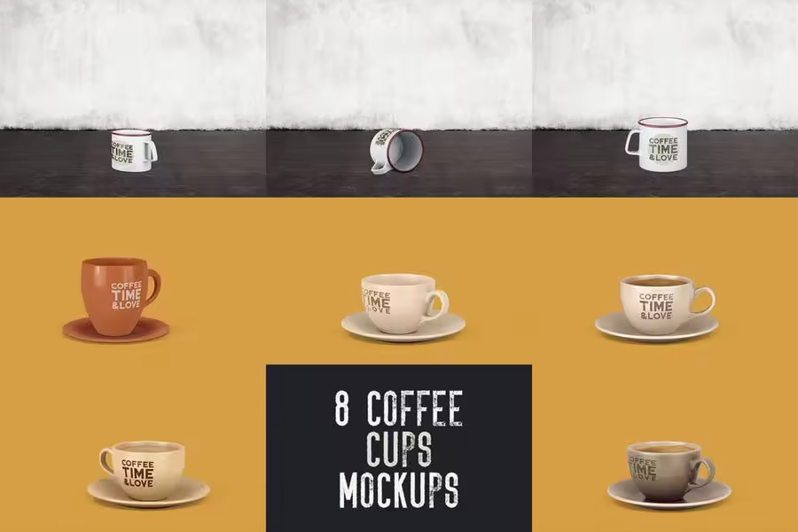 8个咖啡马克杯设计图样机 8 Coffee Cup Mockups
