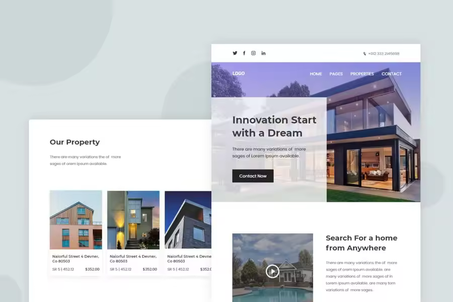 别墅公寓租赁服务电子邮件订阅推广设计模板 Property & Apartment – Email Newsletter