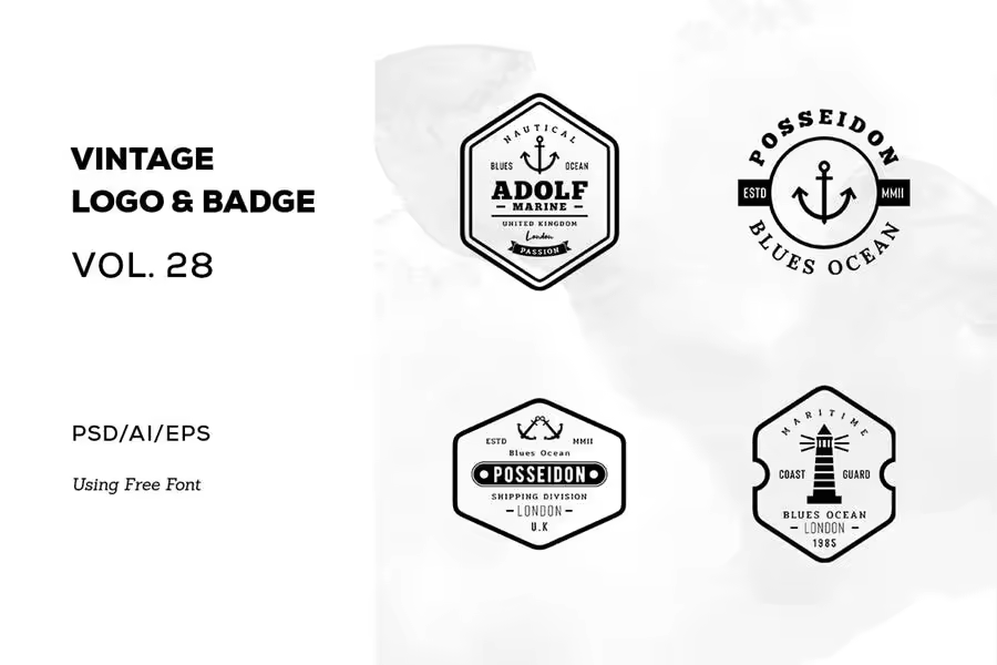 欧美复古设计风格品牌商标/Logo/徽章设计模板v28 Vintage Logo & Badge Vol. 28