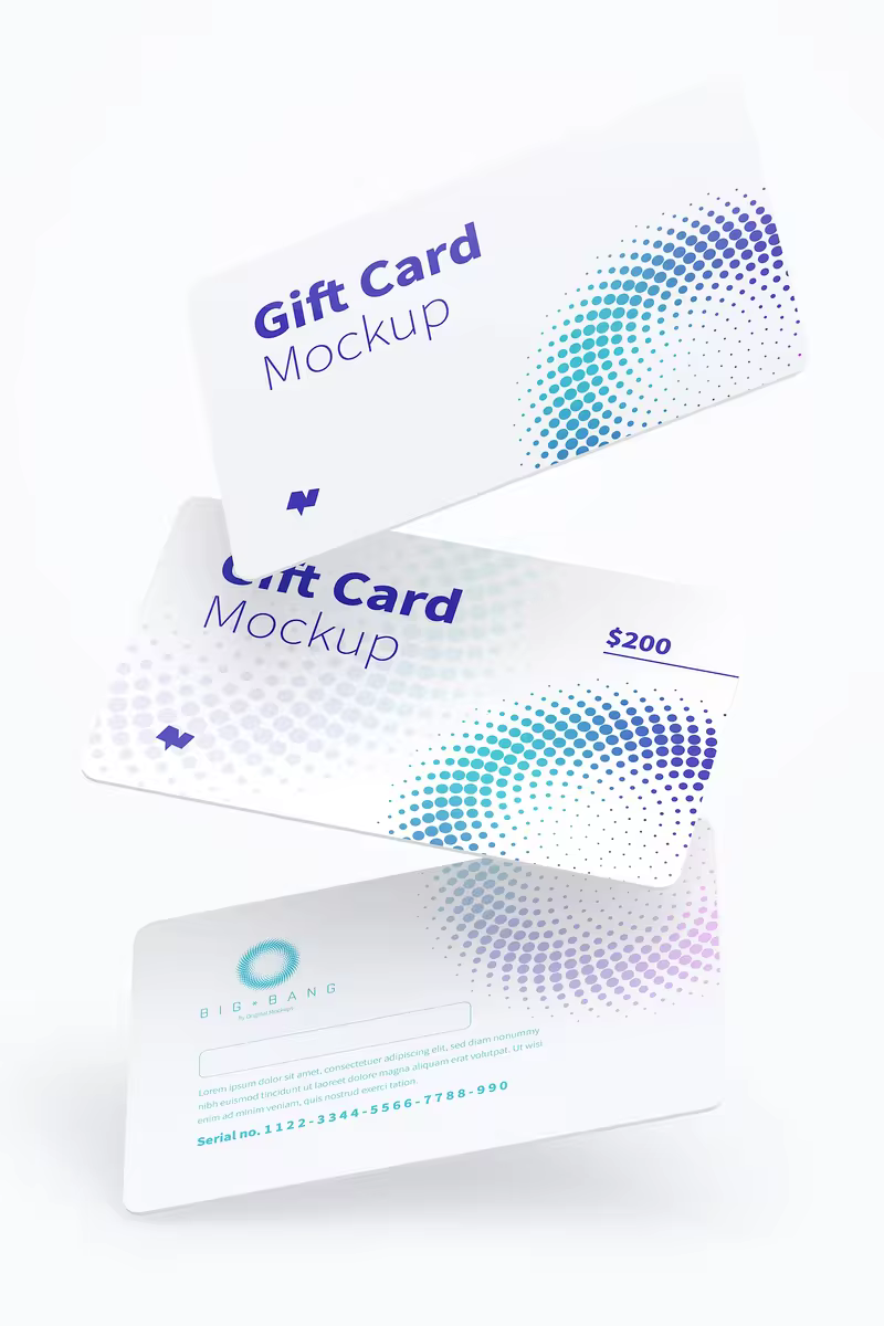 礼品卡购物卡版式设计样机模板02 Gift Card Mockup 02