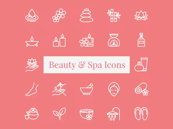 美容护肤SPA主题矢量线性图标素材 Beauty & Spa Icons
