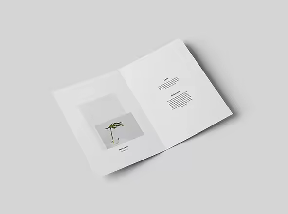 A4尺寸大小双折传单设计内页版式效果图样机模板 A4 Bifold Brochure Mockup