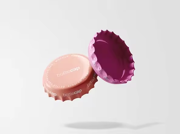 啤酒瓶盖设计图案预览样机 Bottle Cap Mockup